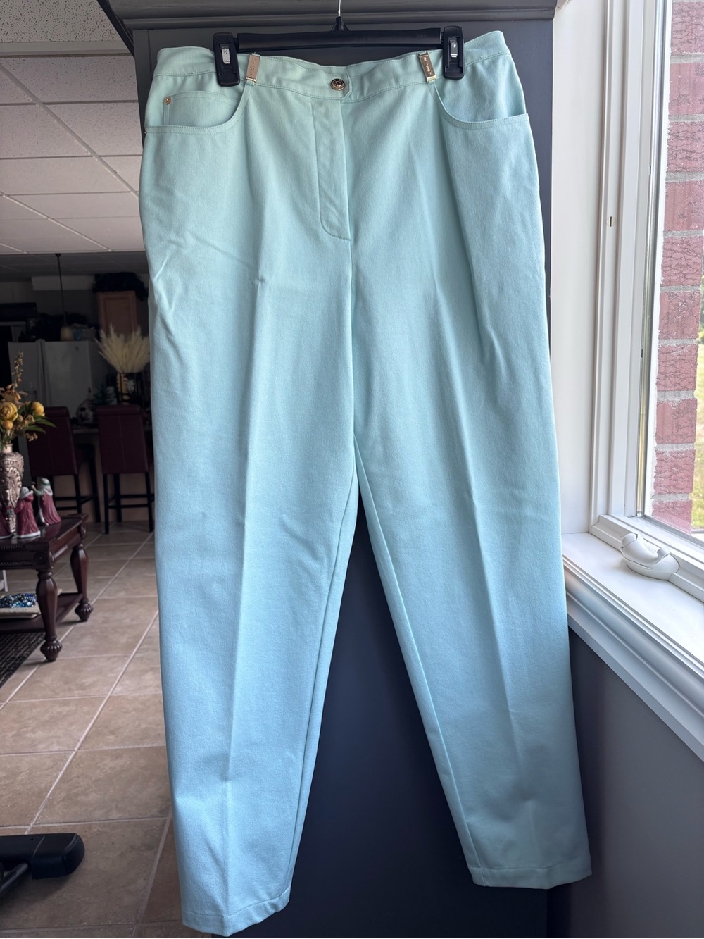 St. John Sport by Marie Gray Light Aqua Straight-Leg Trousers